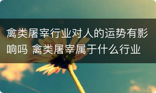 禽类屠宰行业对人的运势有影响吗 禽类屠宰属于什么行业