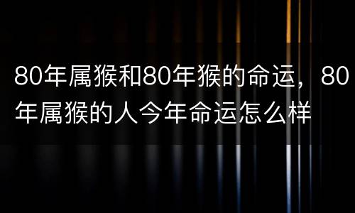 80年属猴和80年猴的命运，80年属猴的人今年命运怎么样