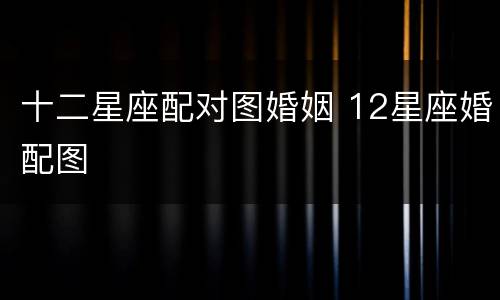 十二星座配对图婚姻 12星座婚配图