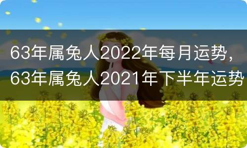 63年属兔人2022年每月运势，63年属兔人2021年下半年运势