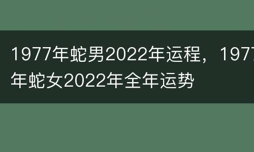 1977年蛇男2022年运程，1977年蛇女2022年全年运势