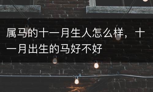 属马的十一月生人怎么样，十一月出生的马好不好