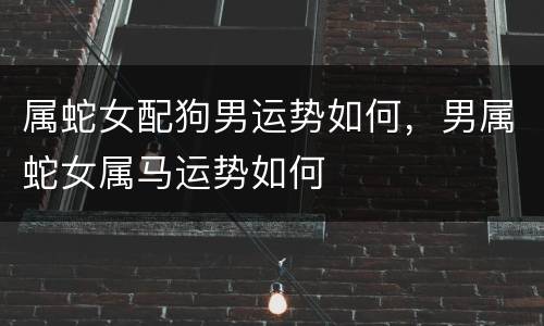 属蛇女配狗男运势如何，男属蛇女属马运势如何