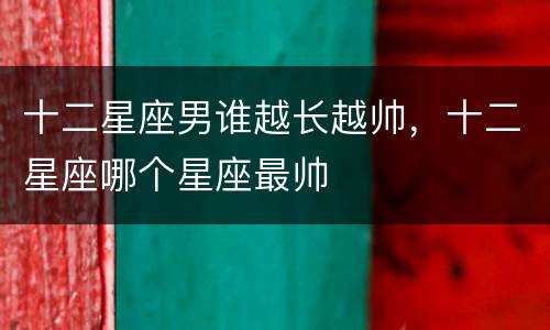 十二星座男谁越长越帅，十二星座哪个星座最帅