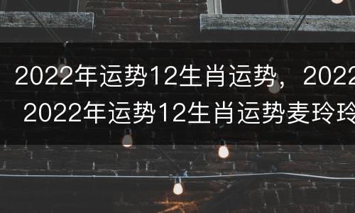 2022年运势12生肖运势，2022 2022年运势12生肖运势麦玲玲
