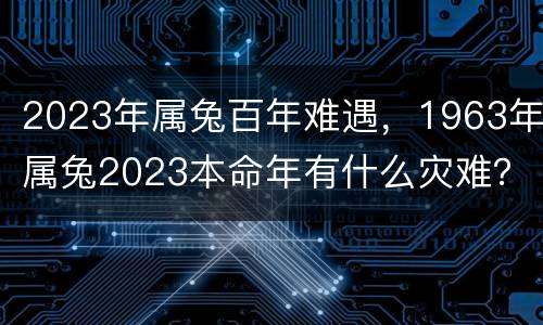 2023年属兔百年难遇，1963年属兔2023本命年有什么灾难？