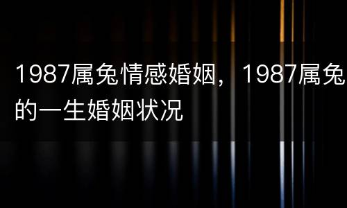 1987属兔情感婚姻，1987属兔的一生婚姻状况