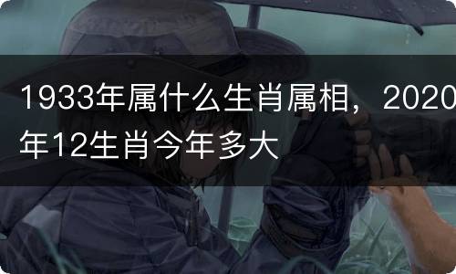 1933年属什么生肖属相，2020年12生肖今年多大