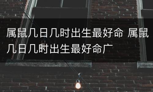 属鼠几日几时出生最好命 属鼠几日几时出生最好命广