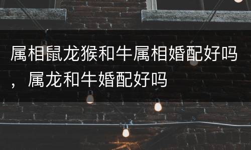 属相鼠龙猴和牛属相婚配好吗，属龙和牛婚配好吗