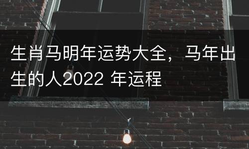 生肖马明年运势大全，马年出生的人2022 年运程
