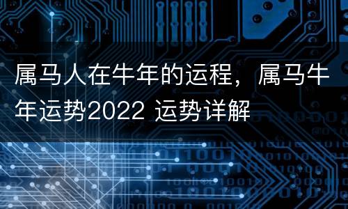 属马人在牛年的运程，属马牛年运势2022 运势详解