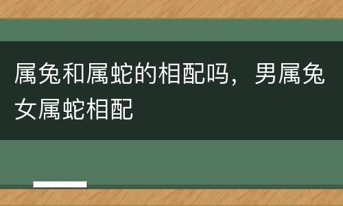 属兔和属蛇的相配吗，男属兔女属蛇相配