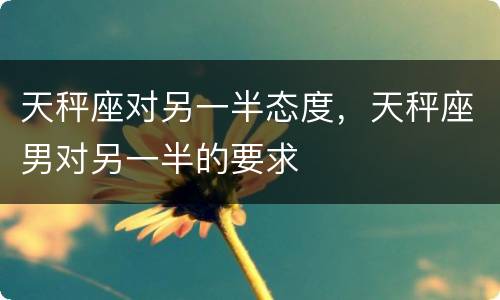天秤座对另一半态度，天秤座男对另一半的要求
