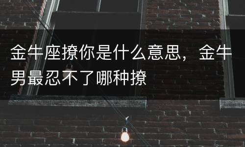 金牛座撩你是什么意思，金牛男最忍不了哪种撩