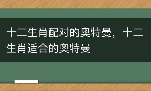 十二生肖配对的奥特曼，十二生肖适合的奥特曼