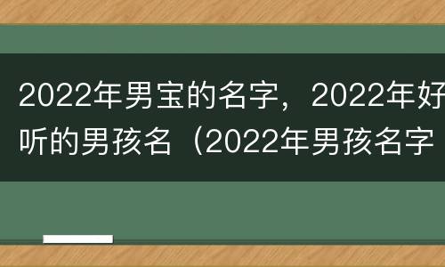 2022年男宝的名字，2022年好听的男孩名（2022年男孩名字大全 取名）