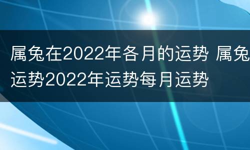 属兔在2022年各月的运势 属兔运势2022年运势每月运势