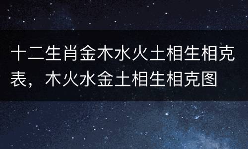 十二生肖金木水火土相生相克表，木火水金土相生相克图