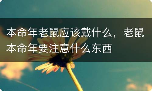 本命年老鼠应该戴什么，老鼠本命年要注意什么东西