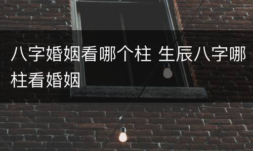 八字婚姻看哪个柱 生辰八字哪柱看婚姻