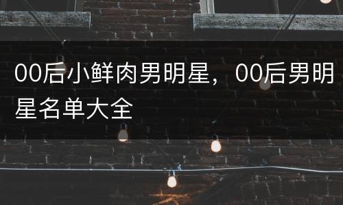 00后小鲜肉男明星，00后男明星名单大全