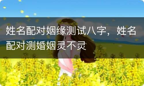 姓名配对姻缘测试八字，姓名配对测婚姻灵不灵