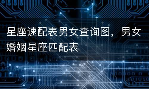 星座速配表男女查询图，男女婚姻星座匹配表