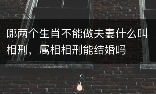 哪两个生肖不能做夫妻什么叫相刑，属相相刑能结婚吗