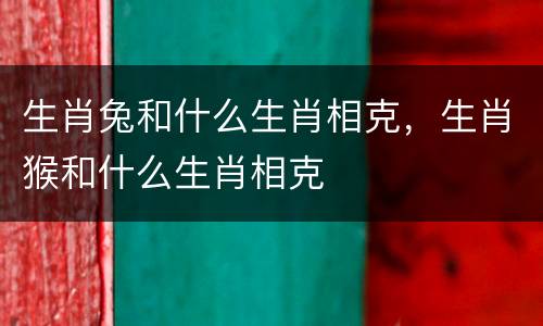 生肖兔和什么生肖相克，生肖猴和什么生肖相克