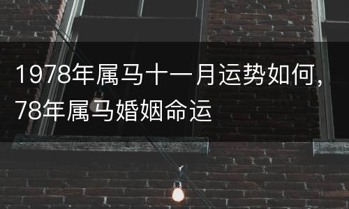 1978年属马十一月运势如何，78年属马婚姻命运