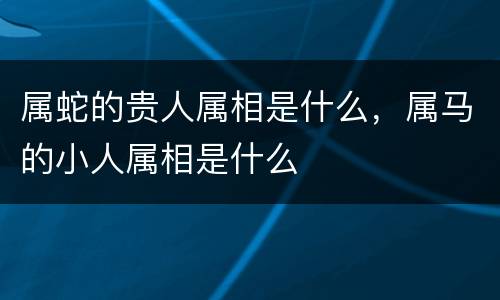 属蛇的贵人属相是什么，属马的小人属相是什么