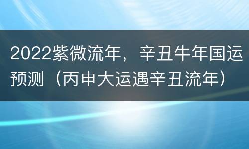 2022紫微流年，辛丑牛年国运预测（丙申大运遇辛丑流年）