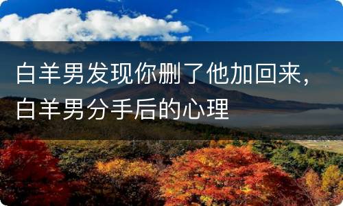 白羊男发现你删了他加回来，白羊男分手后的心理