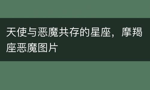 天使与恶魔共存的星座，摩羯座恶魔图片