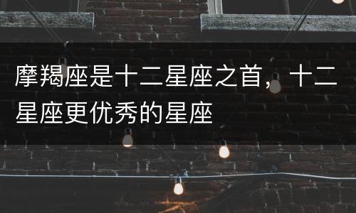 摩羯座是十二星座之首，十二星座更优秀的星座