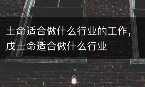 土命适合做什么行业的工作，戊土命适合做什么行业