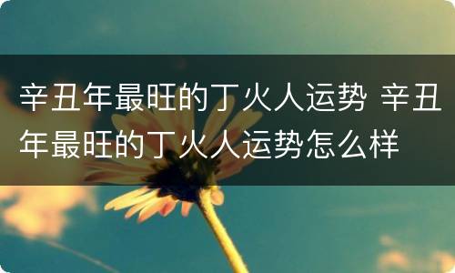 辛丑年最旺的丁火人运势 辛丑年最旺的丁火人运势怎么样