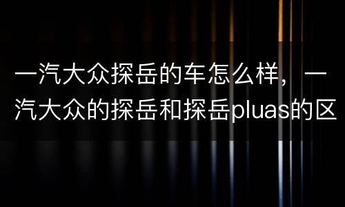 一汽大众探岳的车怎么样，一汽大众的探岳和探岳pluas的区别？