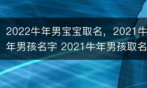 2022牛年男宝宝取名，2021牛年男孩名字 2021牛年男孩取名大全