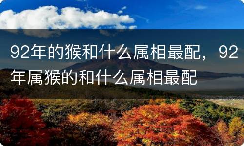 92年的猴和什么属相最配，92年属猴的和什么属相最配