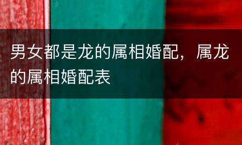 男女都是龙的属相婚配，属龙的属相婚配表