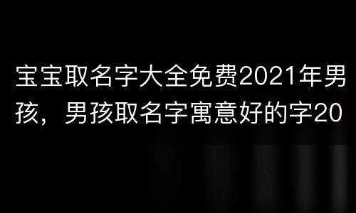 宝宝取名字大全免费2021年男孩，男孩取名字寓意好的字2021年