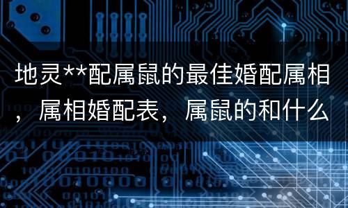 地灵**配属鼠的最佳婚配属相，属相婚配表，属鼠的和什么属相最配