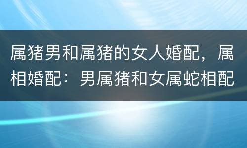 属猪男和属猪的女人婚配，属相婚配：男属猪和女属蛇相配吗
