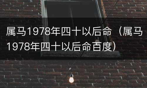 属马1978年四十以后命（属马1978年四十以后命百度）
