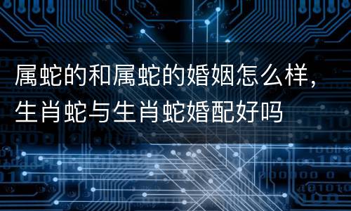 属蛇的和属蛇的婚姻怎么样，生肖蛇与生肖蛇婚配好吗