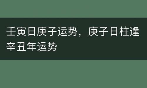 壬寅日庚子运势，庚子日柱逢辛丑年运势