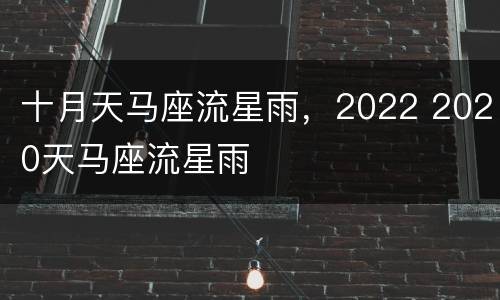 十月天马座流星雨，2022 2020天马座流星雨