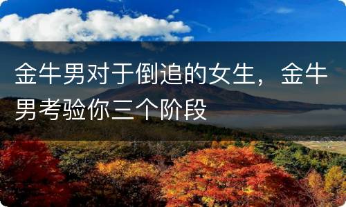 金牛男对于倒追的女生，金牛男考验你三个阶段